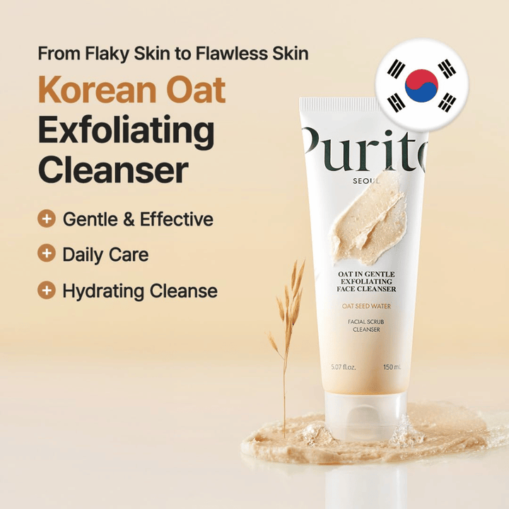 Purito Oat In Gentle Exfoliating Face Cleanser 150 ml – nettoyant facial coréen avec particules d'avoine pour un peeling doux quotidien