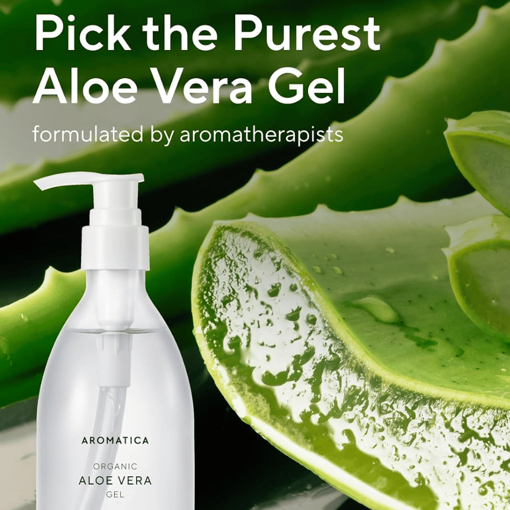 AROMATICA Organic Aloe Vera Gel – gel d’aloe vera avec feuille naturelle d’aloe vera