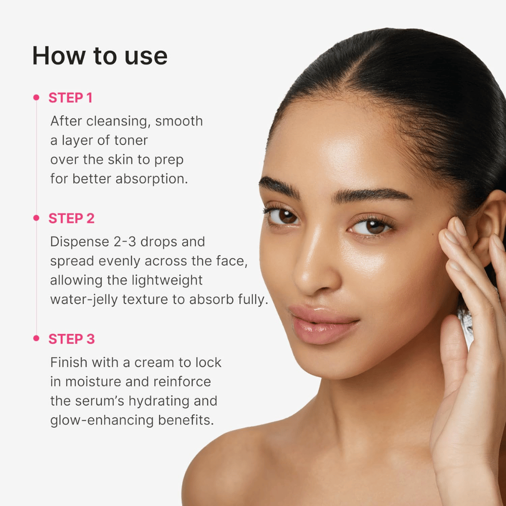 Medicube PDRN Collagen Glow Jelly Serum avec un guide étape par étape pour l’application après le nettoyage et toner visage