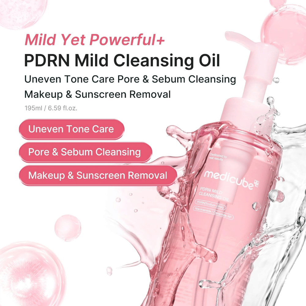 4. Medicube PDRN Mild Cleansing Oil – élimine le maquillage, la protection solaire, l’excès de sébum et les impuretés