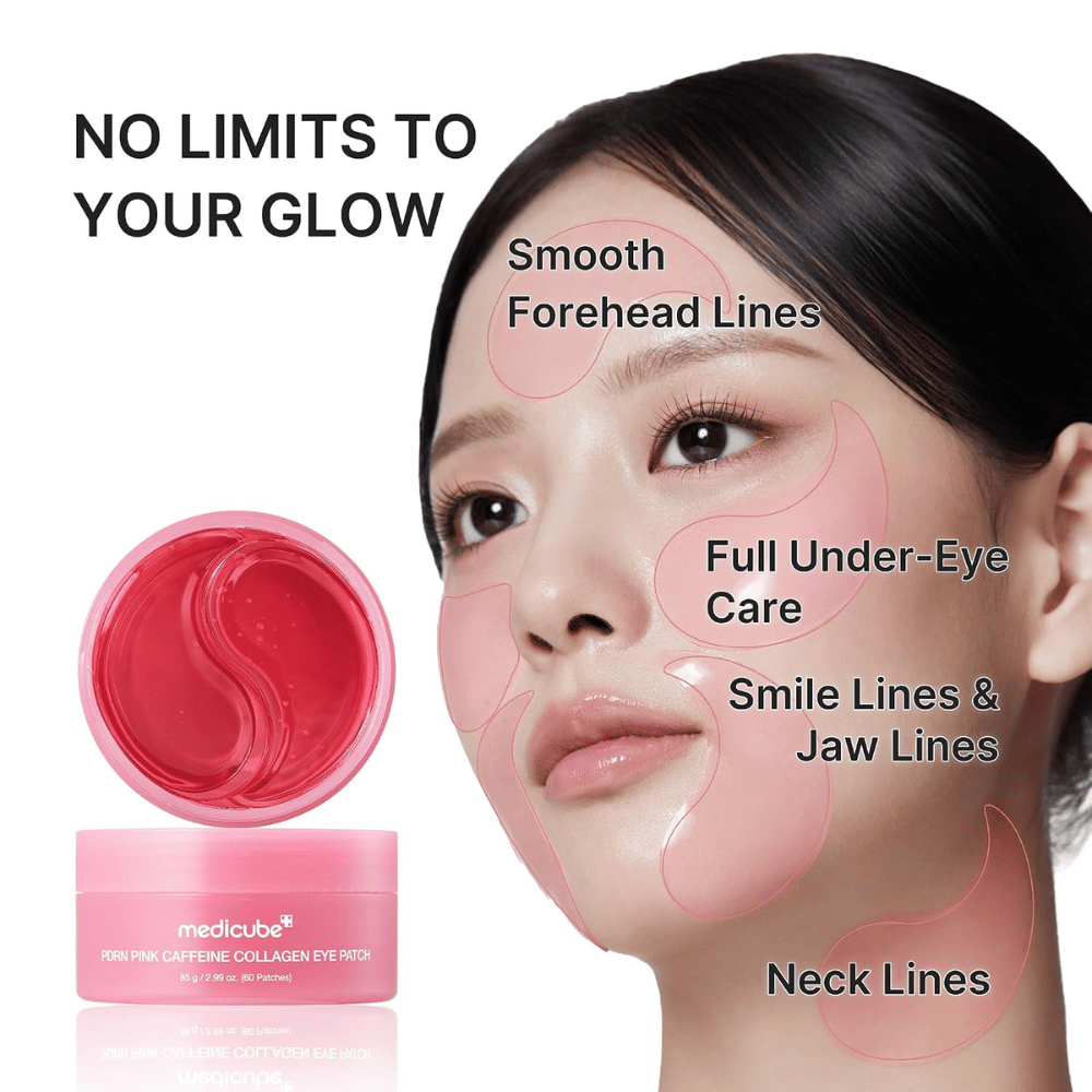 1. Medicube PDRN Pink Caffeine Collagen Eye Patch – masques hydrogel pour les ridules autour des yeux, du front, de la mâchoire et du cou