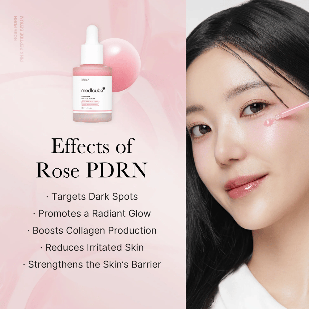 Effets de Medicube Rose PDRN Pink Peptide Serum

🌟 Réduit les taches sombres
✨ Donne à la peau un éclat radieux
💖 Stimule la production de collagène
🌿 Apaise la peau irritée
🛡️ Renforce la barrière cutanée

Parfait pour une peau plus uniforme, plus ferme et plus éclatante !