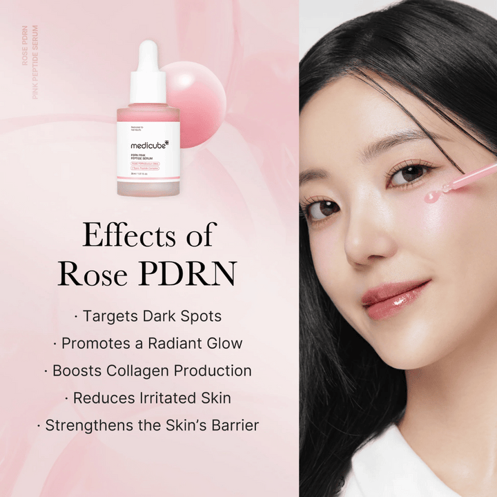 Effets de Medicube Rose PDRN Pink Peptide Serum

🌟 Réduit les taches sombres
✨ Donne à la peau un éclat radieux
💖 Stimule la production de collagène
🌿 Apaise la peau irritée
🛡️ Renforce la barrière cutanée

Parfait pour une peau plus uniforme, plus ferme et plus éclatante !