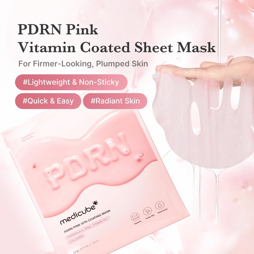Image du produit avec masque et emballage – focus sur l’hydratation sheet mask avec une sensation légère et non collante.