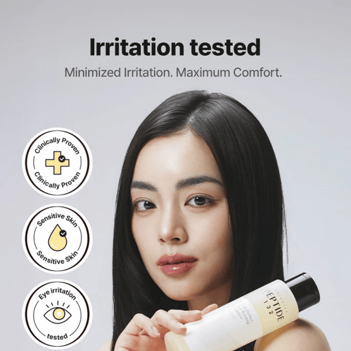 COSRX Peptide 132 Shampoo – testé cliniquement pour la peau et les yeux sensibles, minimise l'irritation et offre un confort maximal.