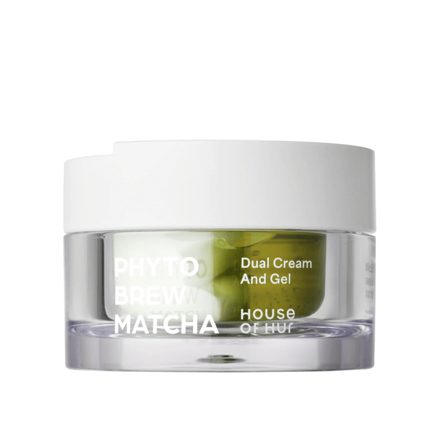 House of Hur Phyto Brew Matcha Dual Cream And Gel crème visage avec une formule double qui hydrate la peau et offre à la fois un gel léger et une crème riche dans un seul produit