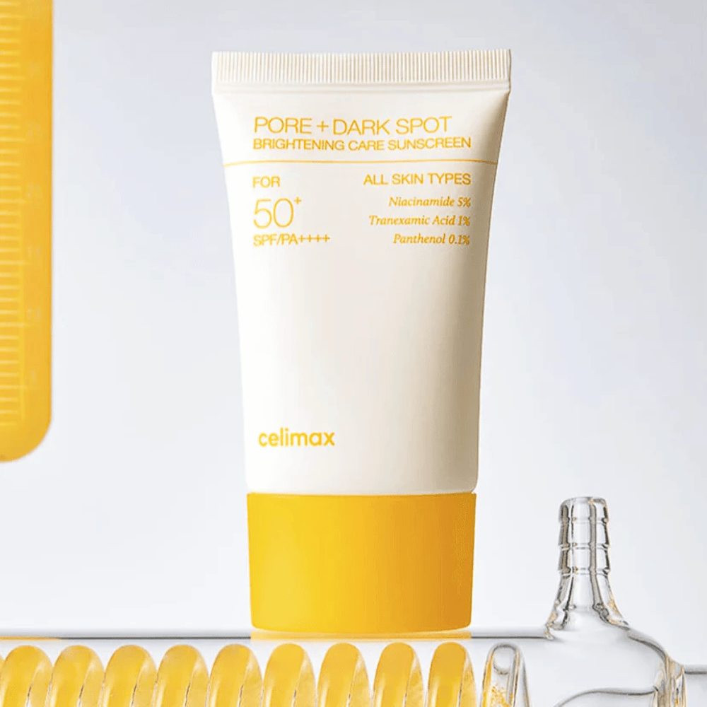 Celimax Pore+Dark Spot Brightening Care Sunscreen SPF50+ PA++++ 50 ml – protection solaire pour tous types de peau qui réduit les taches sombres et uniformise le teint