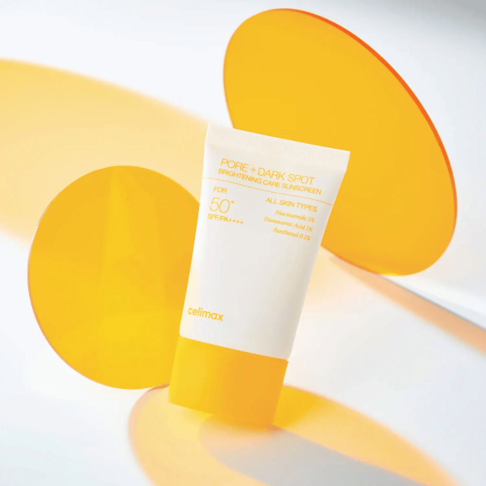 Celimax Pore+Dark Spot Brightening Care Sunscreen SPF50+ PA++++ avec niacinamide 5% et acide tranexamique 1% – crème solaire coréenne éclaircissante contre les taches pigmentaires et les pores dilatés