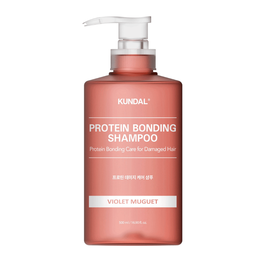 KUNDAL Protein Bonding Shampoo Violet Muguet 500 ml dans un flacon pompe sur fond blanc.