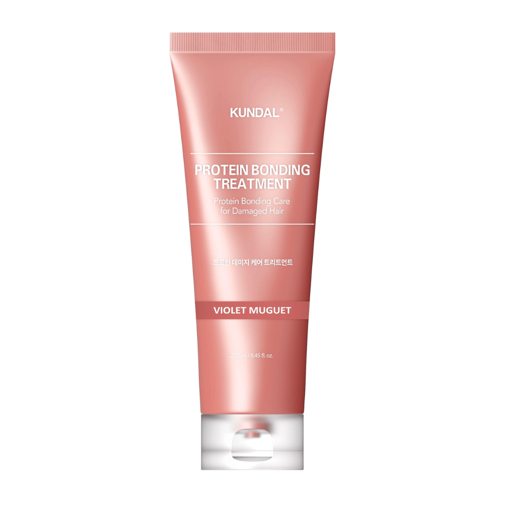 KUNDAL Protein Bonding Treatment Violet Muguet dans un tube rose, 250 ml, pour cheveux abîmés.