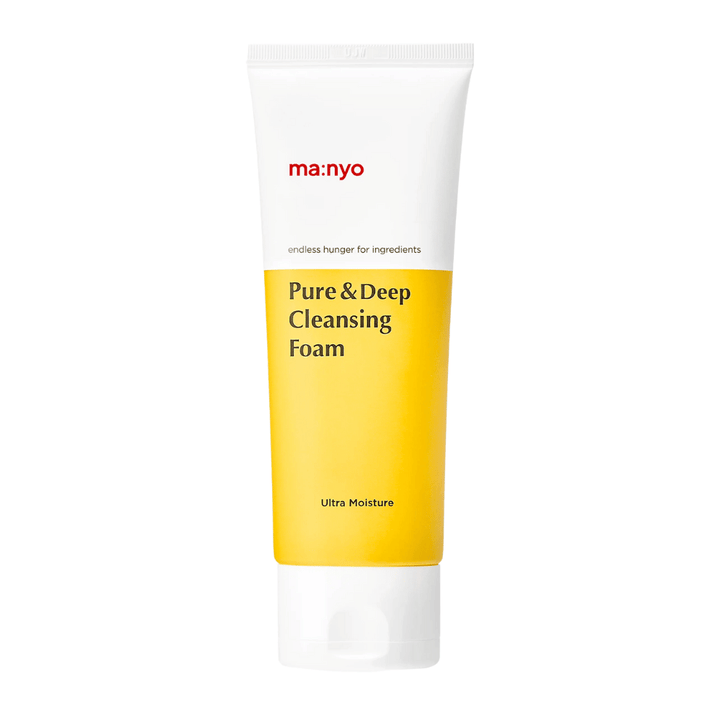 Gros plan sur Ma:nyo Pure & Deep Cleansing Foam – formule ultra hydratante qui nettoie en douceur et hydrate la peau en profondeur.