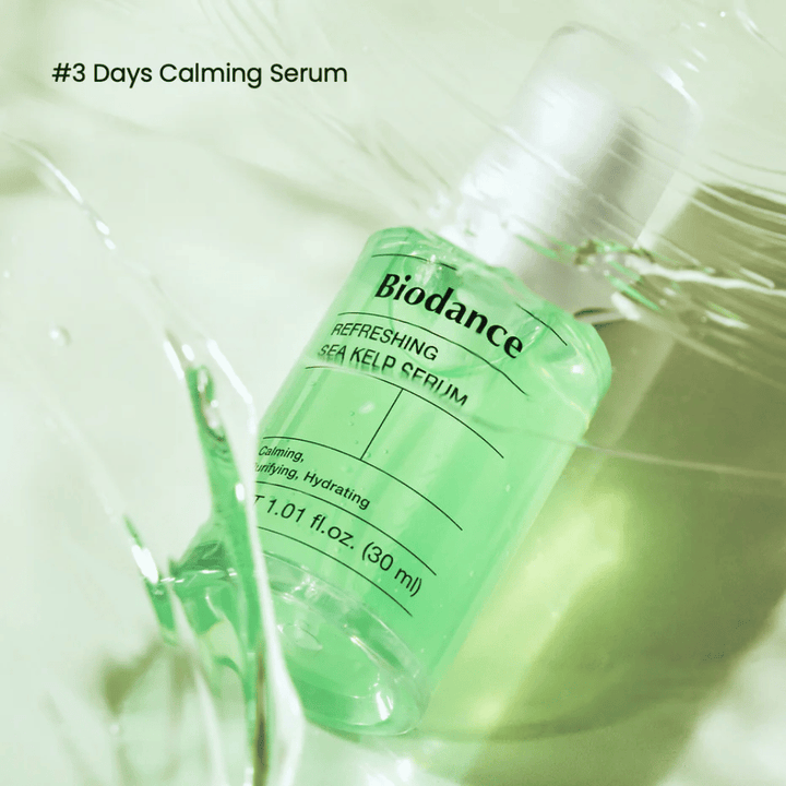 Biodance Refreshing Sea Kelp Serum à la texture liquide – formule à absorption rapide pour peaux sensibles et grasses.