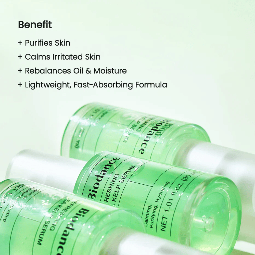 Biodance Refreshing Sea Kelp Serum – sérum facial léger qui apaise, purifie et équilibre les peaux grasses et mixtes.
