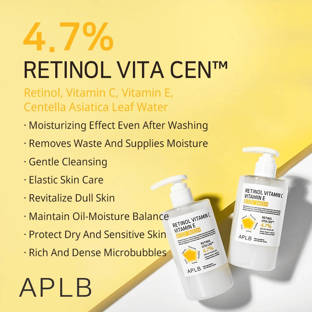 5. APLB Retinol Vitamin C Vitamin E Body Wash – nettoyant pour le corps avec 4,7 % de complexe Retinol Vita Cen pour une peau douce et hydratée