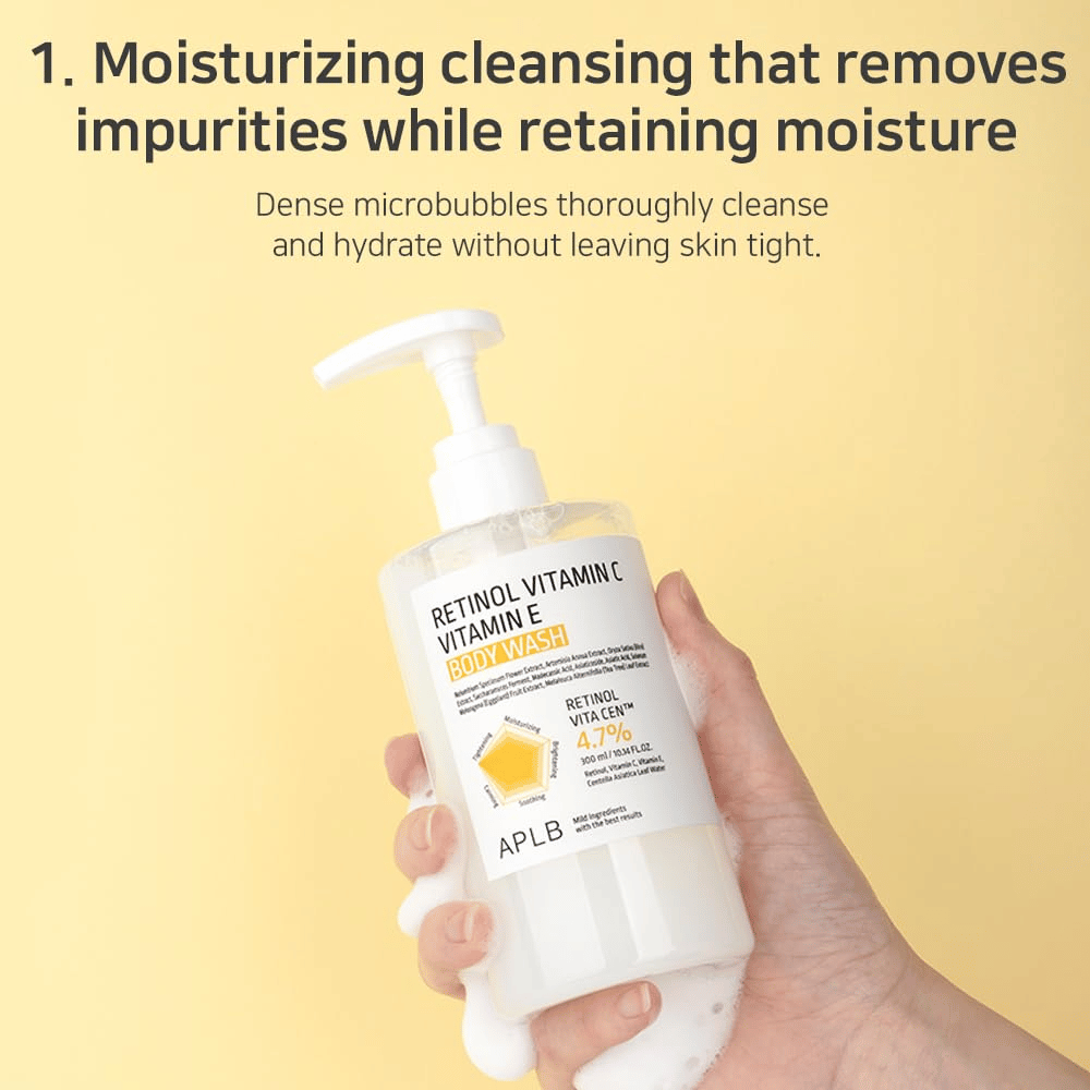 2. APLB Retinol Vitamin C Vitamin E Body Wash – gel douche doux à microbulles qui nettoie sans dessécher la peau