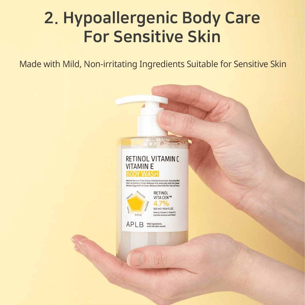 1. APLB Retinol Vitamin C Vitamin E Body Wash – nettoyant corporel doux et hydratant pour les peaux sensibles
