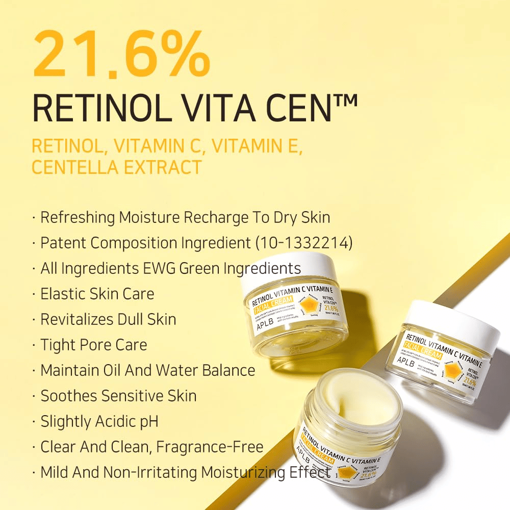 APLB Retinol Vitamin C Vitamin E Facial Cream avec Retinol Vita Cen et des propriétés de soin de la peau