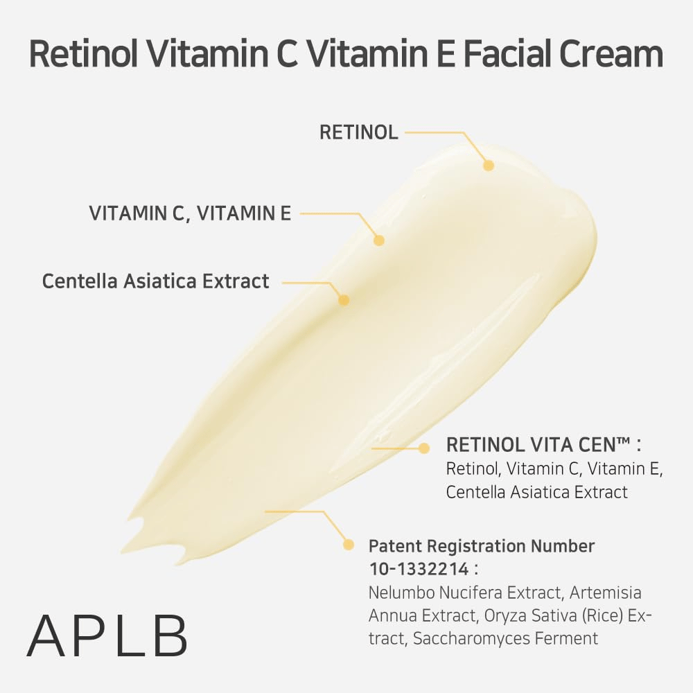 APLB Retinol Vitamin C Vitamin E Facial Cream avec du rétinol, de la vitamine C, de la vitamine E et de la centella