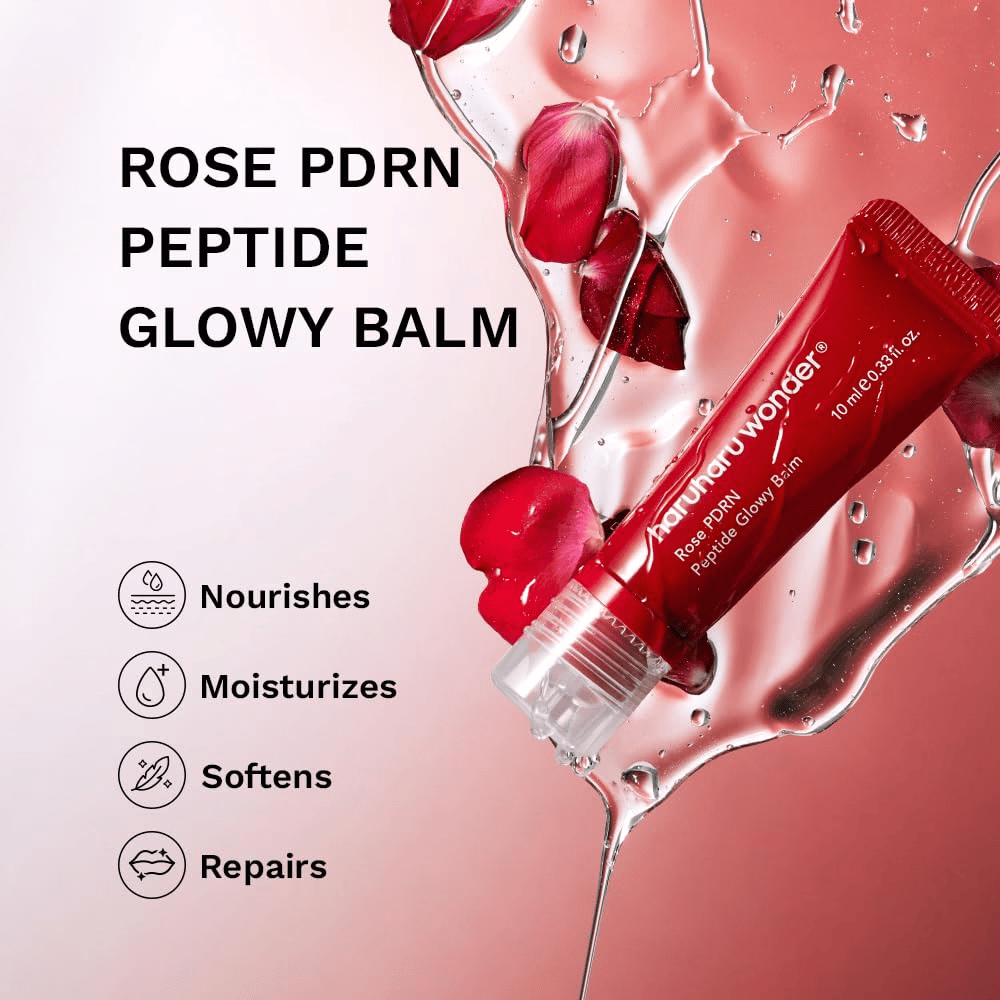Haruharu Wonder Rose PDRN Peptide Glowy Balm – soin nourrissant et hydratant pour les lèvres sèches et gercées