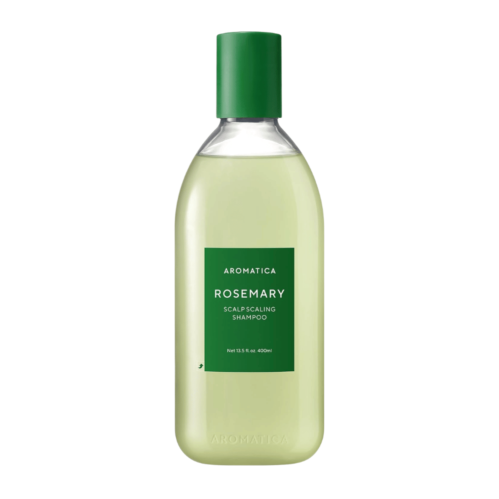 AROMATICA Rosemary Scalp Scaling Shampoo 400 ml – shampoing végan au romarin et à l’acide salicylique qui nettoie le cuir chevelu, élimine les dépôts et renforce les cheveux.