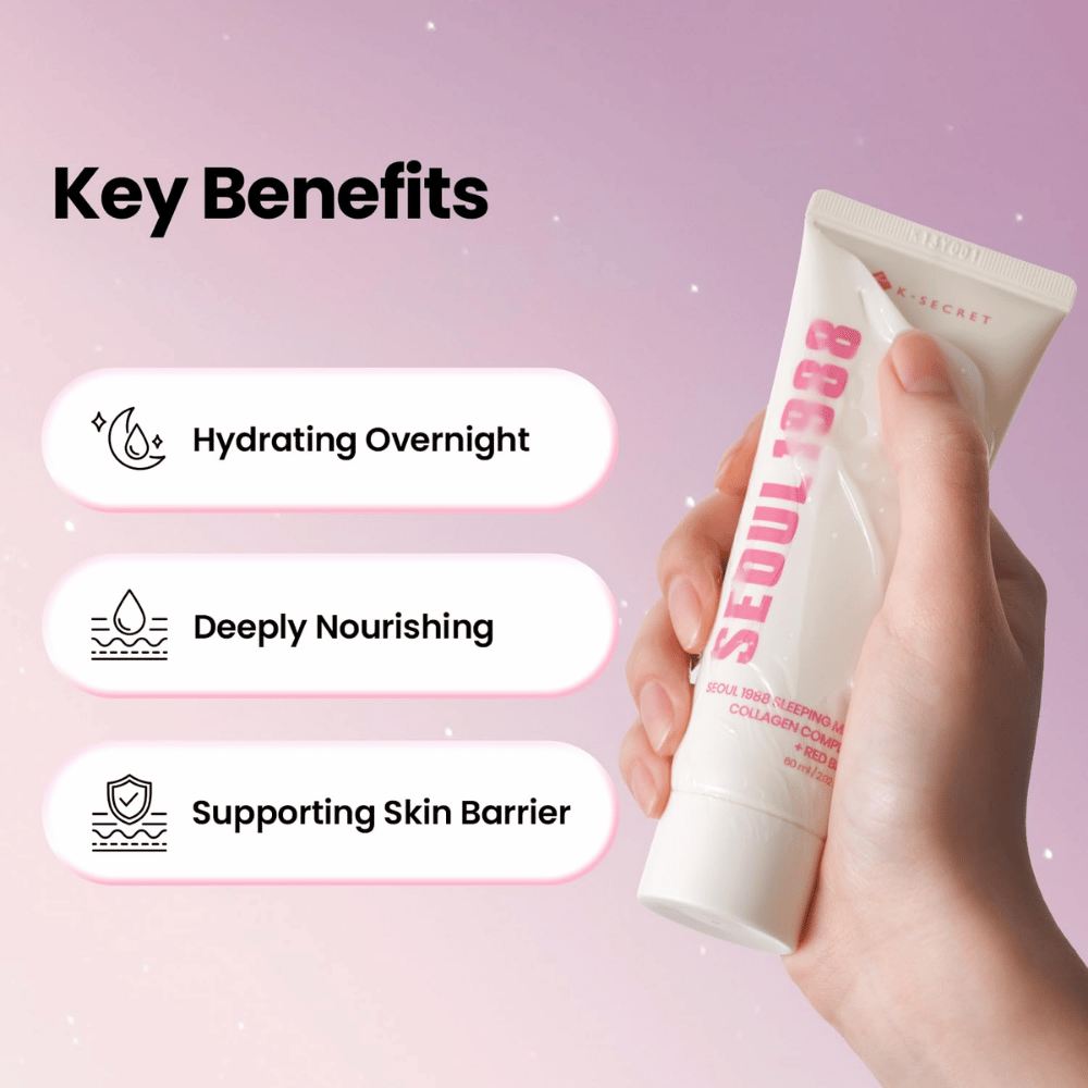 K-SECRET SEOUL 1988 Sleeping Mask – masque de nuit hydratant et nourrissant qui aide à renforcer la barrière cutanée.