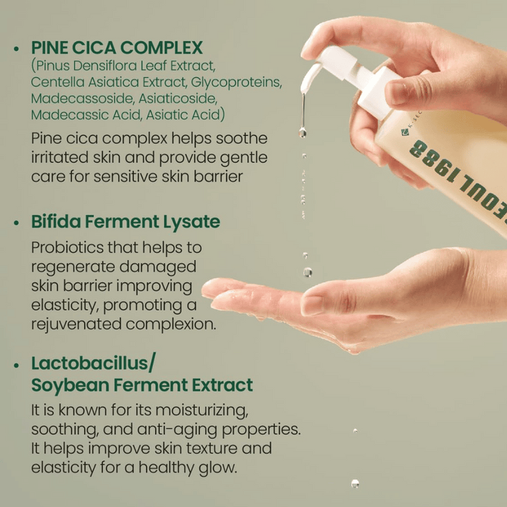 Image avec les ingrédients principaux de SEOUL 1988 Cleansing Oil