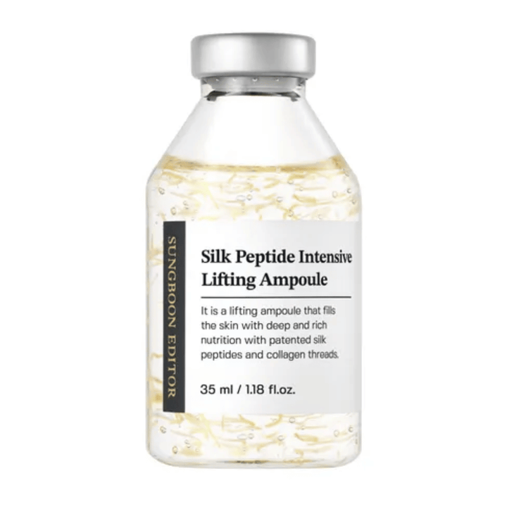 SUNGBOON EDITOR Silk Peptide Intensive Lifting Ampoule sérum visage de 35 ml au collagène et aux peptides pour un effet anti-âge, une peau plus ferme et une texture de peau améliorée.