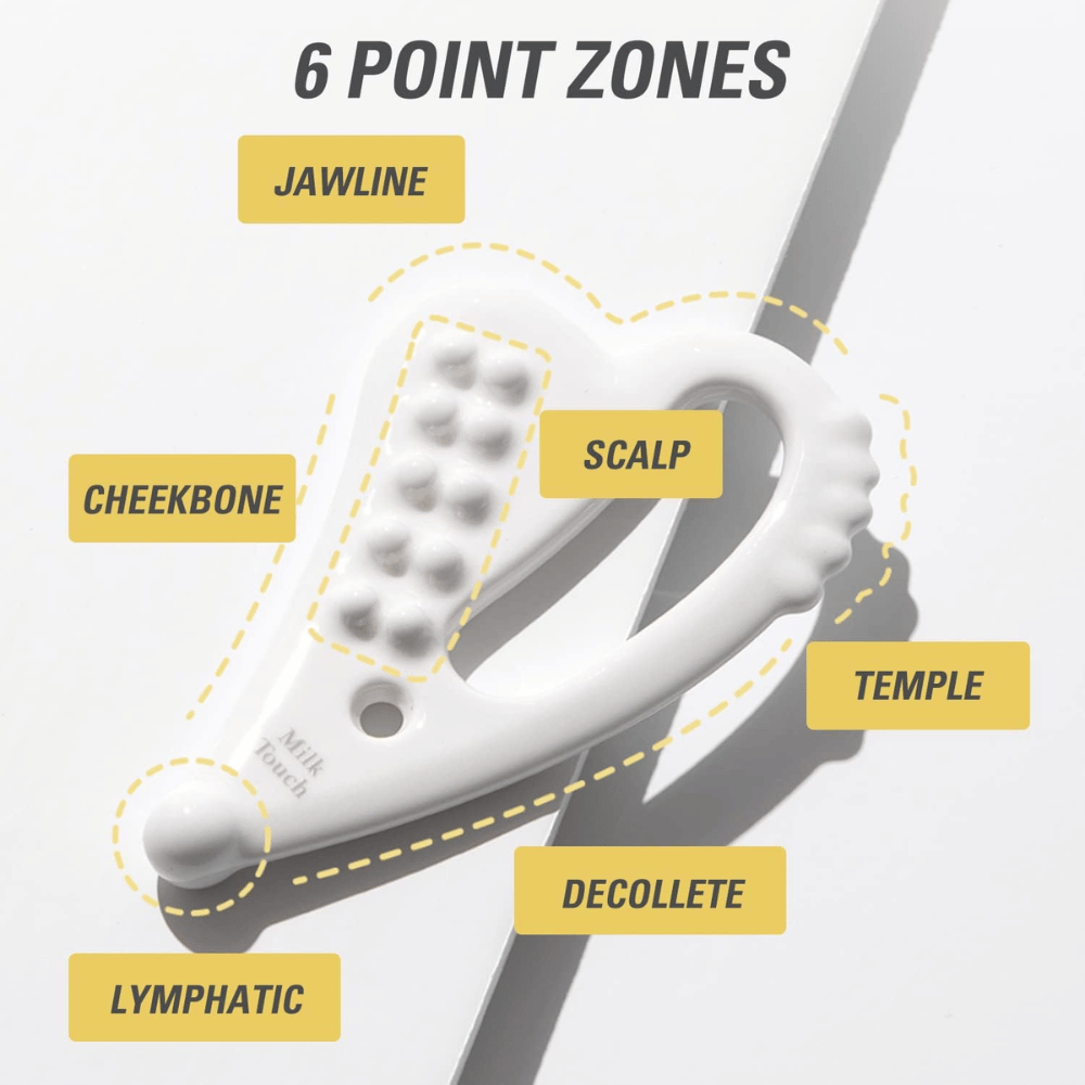 Zones à 6 points Slim Face Ceramic Gua Sha pour des contours naturels de Milk Touch.