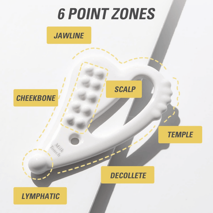 Zones à 6 points Slim Face Ceramic Gua Sha pour des contours naturels de Milk Touch.