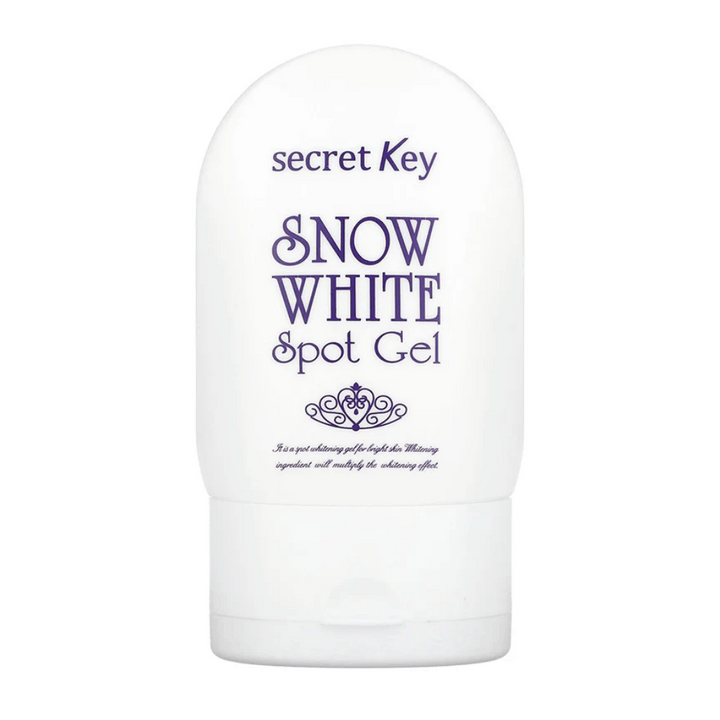 Image du produit sur Secret Key Snow White Spot Gel dans un emballage blanc avec du texte violet.