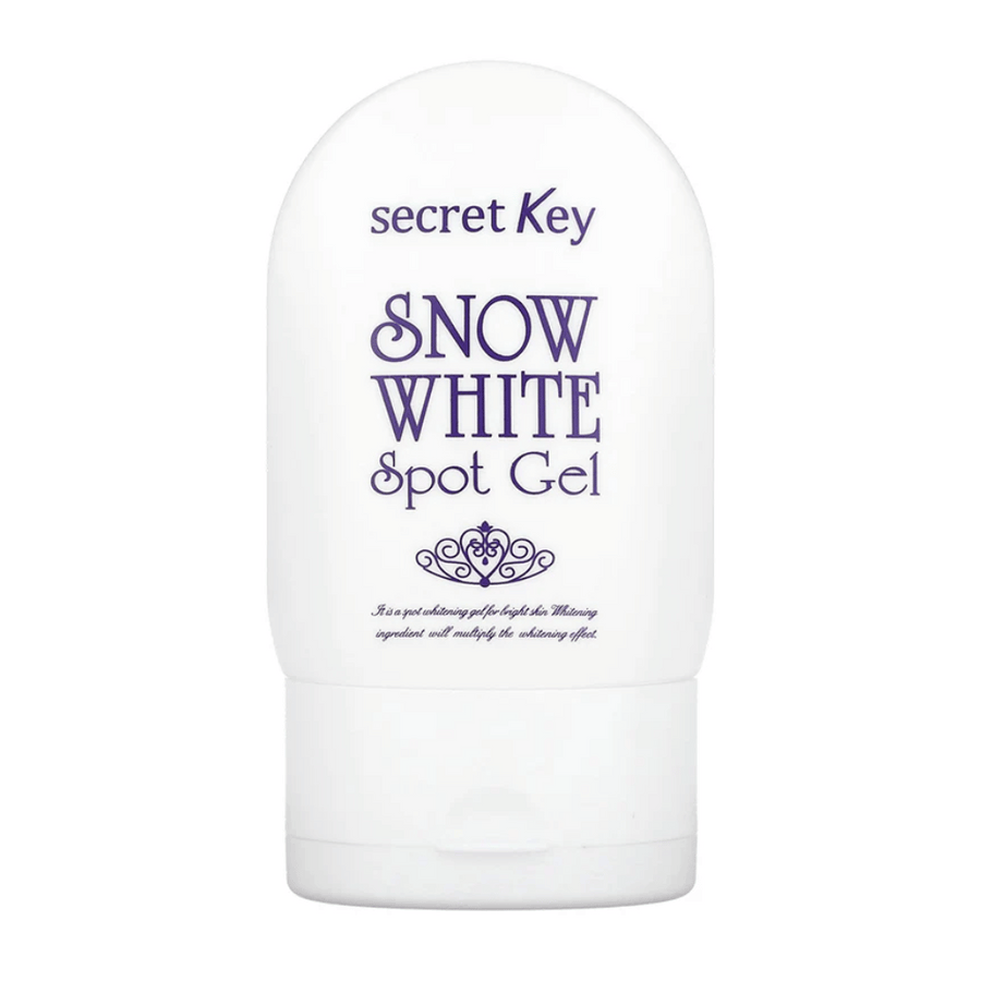 Image du produit sur Secret Key Snow White Spot Gel dans un emballage blanc avec du texte violet.