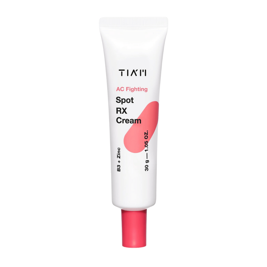 TIA'M AC Fighting Spot RX Cream – traitement ciblé avec du zinc et de la niacinamide pour les peaux impures, réduit l'inflammation et les rougeurs.