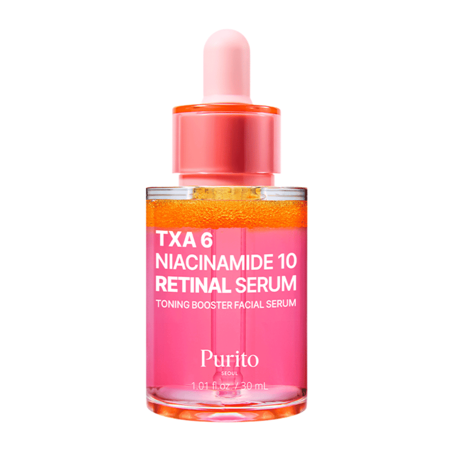 Image du produit sur Purito TXA 6 Niacinamide 10 Retinal Serum 30 ml. Sérum booster tonifiant qui améliore la texture et l'éclat de la peau.