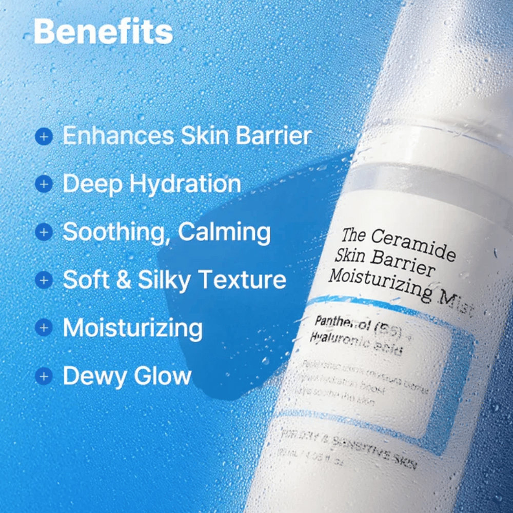 COSRX Ceramide Skin Barrier Mist – offre une hydratation profonde, apaise la peau et laisse une finition douce et soyeuse.