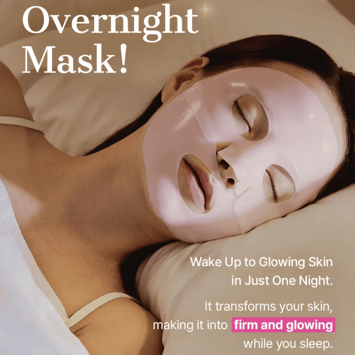 COSRX Peptide Collagen Hydrogel Mask utilisé comme masque de nuit – hydrate, raffermit et donne de l'éclat pendant la nuit.
