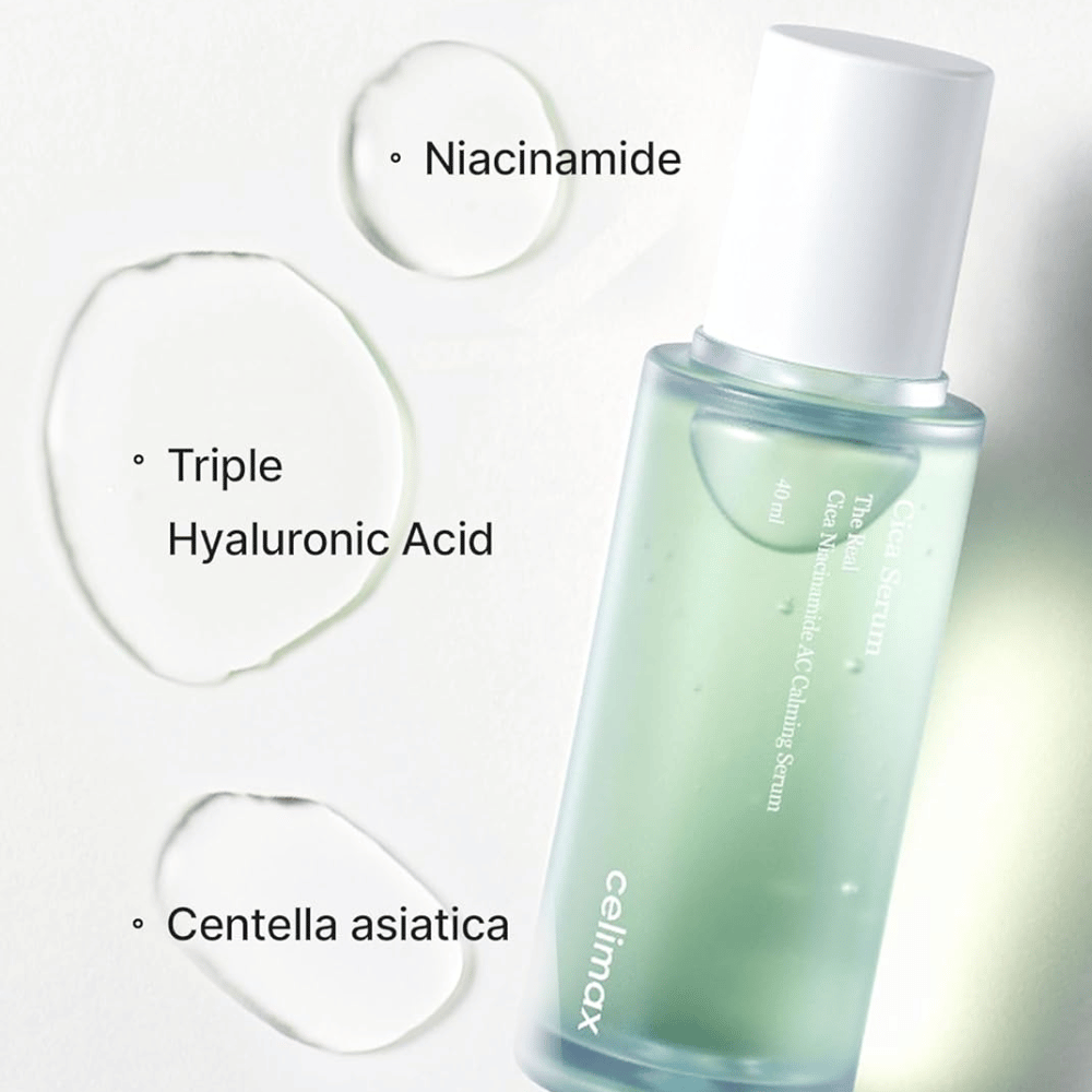 Celimax The Real Cica Niacinamide AC Calming Serum avec centella, niacinamide et acide hyaluronique
