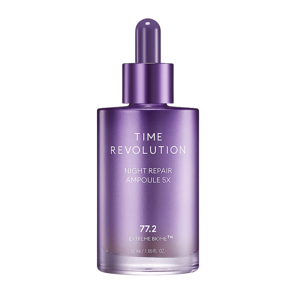 5. MISSHA Time Revolution Night Repair Ampoule 5X 50 ml – ampoule de nuit concentrée dans un flacon en verre violet avec pipette