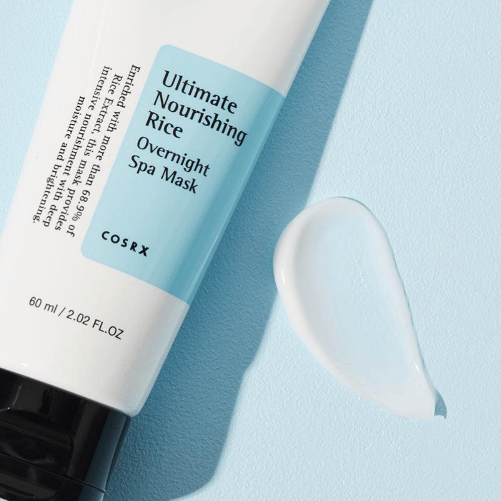 COSRX Rice Overnight Spa Mask texture crémeuse avec extrait de riz qui donne de l'éclat et une peau douce pendant la nuit