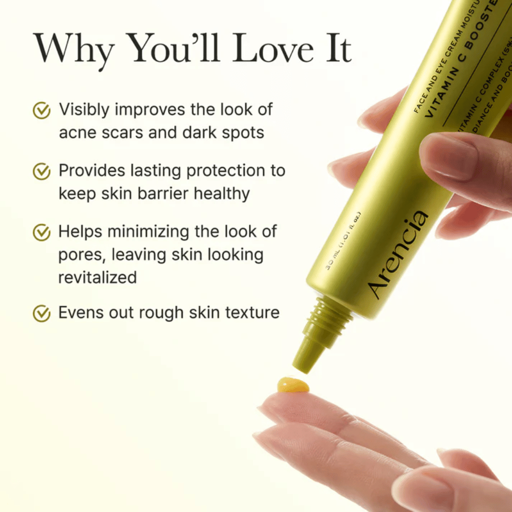 Arencia Vitamin C Booster Shot avantages – sérum à la vitamine C qui améliore les cicatrices d'acné et les taches sombres, renforce la barrière cutanée, minimise les pores et uniformise la texture de la peau