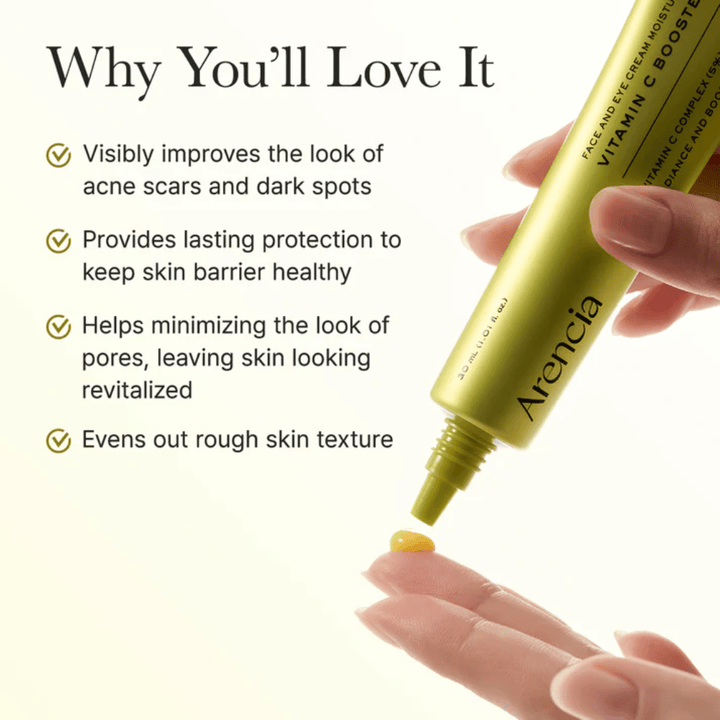 Arencia Vitamin C Booster Shot avantages – sérum à la vitamine C qui améliore les cicatrices d'acné et les taches sombres, renforce la barrière cutanée, minimise les pores et uniformise la texture de la peau