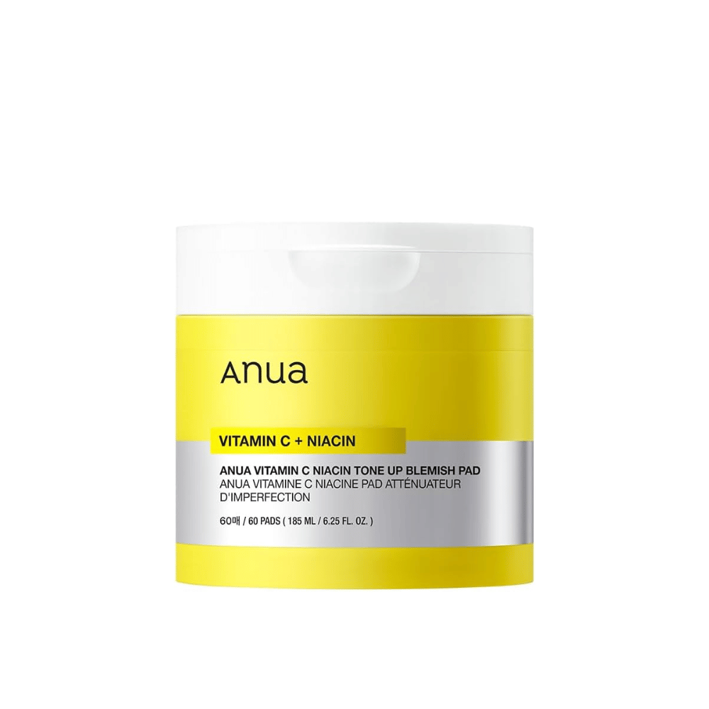 Anua Vitamin C + Niacin Tone Up Blemish Pad – Tampons exfoliants et illuminants.

🍊 Vitamine C – Éclaircit la peau et unifie le teint.
💧 Niacinamide – Réduit les imperfections et améliore l'élasticité de la peau.
✨ Exfoliation douce – Élimine les cellules mortes et donne un éclat frais.

Parfait pour une peau plus claire et plus éclatante !