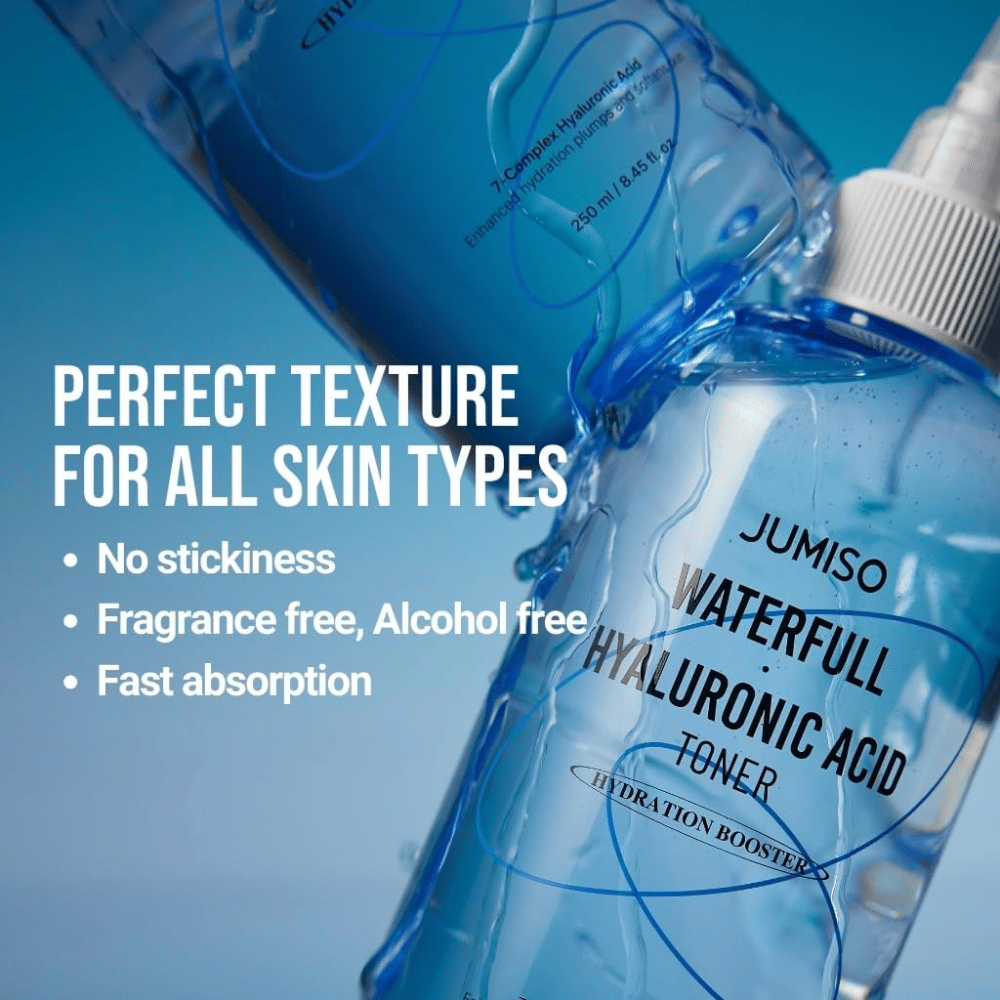 Jumiso Waterfull Hyaluronic Acid Toner visage – acide hyaluronique hydratant toner visage sans parfum ni alcool, tonique pour le visage à absorption rapide pour tous types de peau