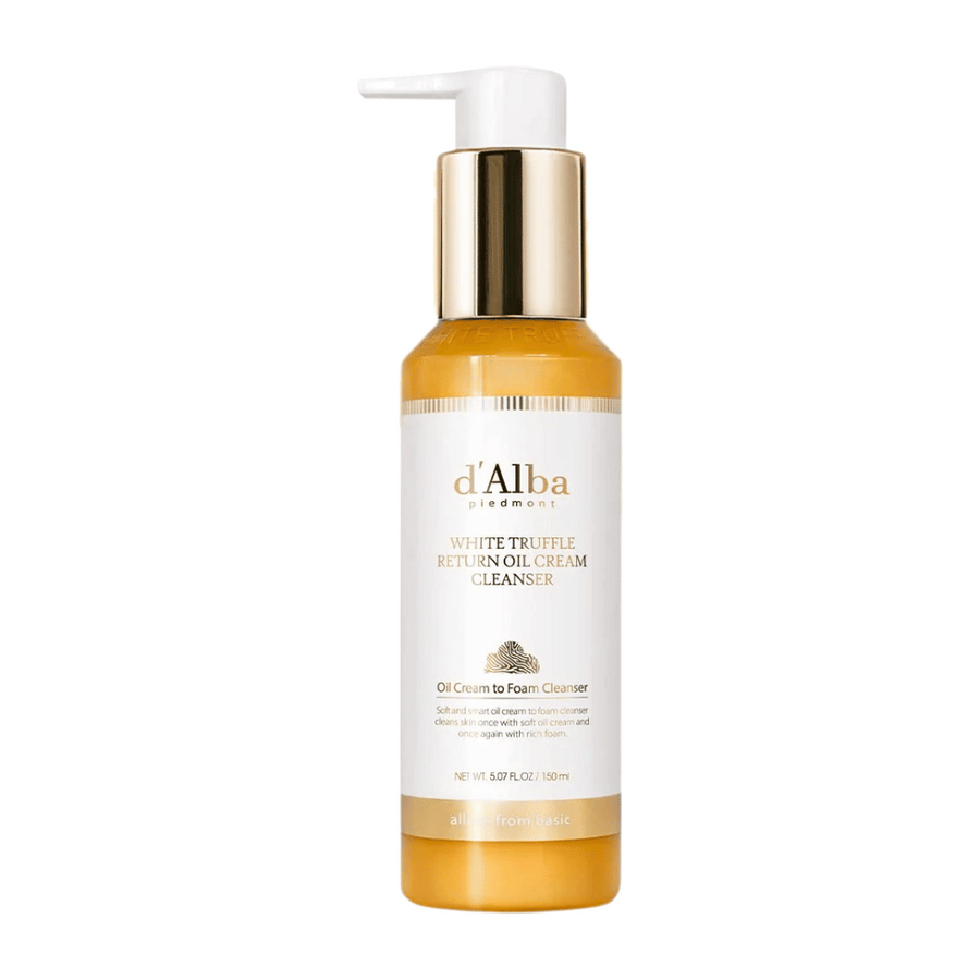 d'Alba White Truffle Return Oil Cream Cleanser est une crème nettoyante riche en nutriments et hydratante avec extrait de truffe blanche. La formule innovante se transforme de crème en mousse, offrant un nettoyage en profondeur tout en maintenant l'équilibre naturel de l'hydratation de la peau.