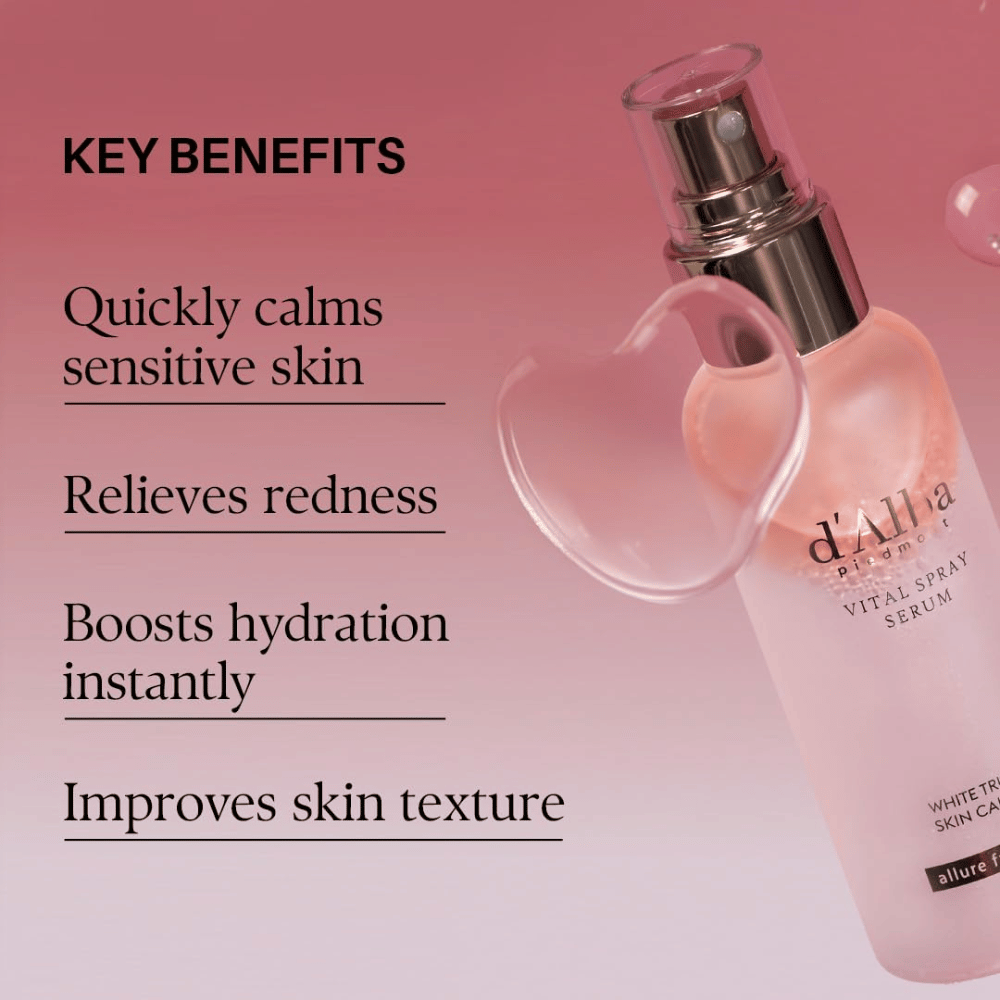 d'Alba White Truffle Vital Spray Serum – brume sérum apaisante pour peau sensible, rougeurs et hydratation