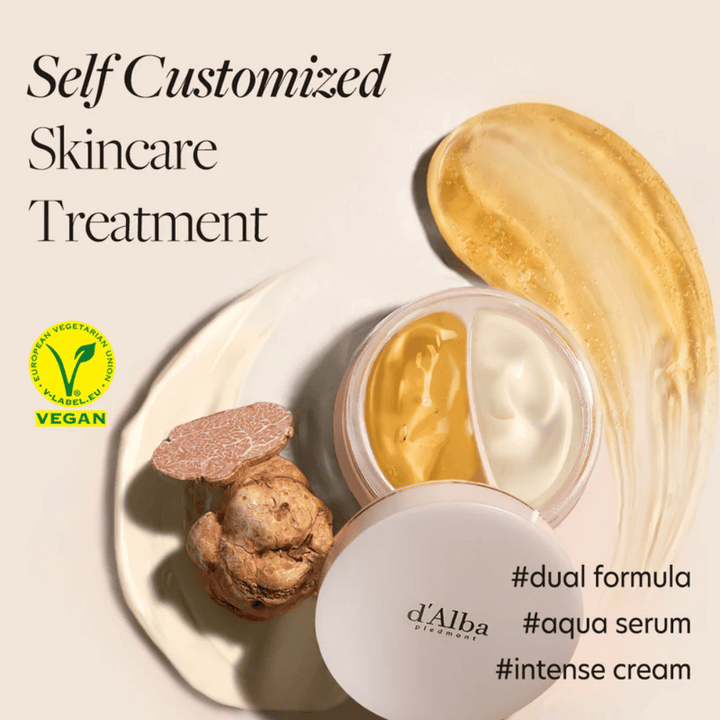 d'Alba White Truffle Double Serum & Cream est un produit de soin de la peau végan qui offre une expérience de soin personnalisée. Il possède une double formule avec à la fois un sérum aqua et une crème intensive, parfait pour hydrater et renforcer la peau.