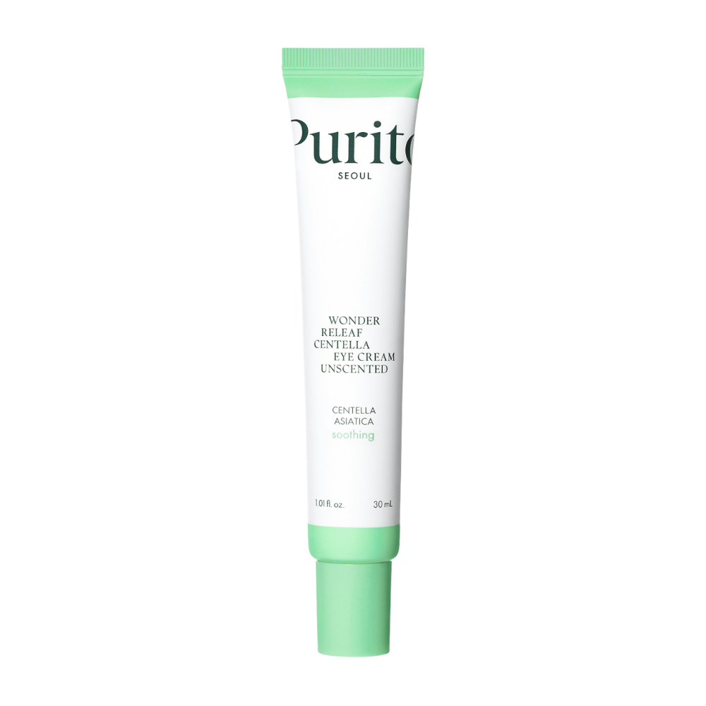 Purito Wonder Releaf Centella Eye Cream Unscented est une crème pour les yeux douce enrichie en extrait de Centella Asiatica. Elle hydrate et apaise la peau sensible autour des yeux tout en renforçant la barrière cutanée et en minimisant les ridules. Parfait pour les peaux sensibles.