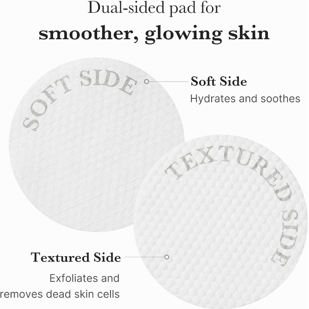 Medicube Zero Pore Pad 2.0 avec des pads toner visage double face. Gros plan sur le côté doux pour l’hydratation et le côté texturé pour l’exfoliation.