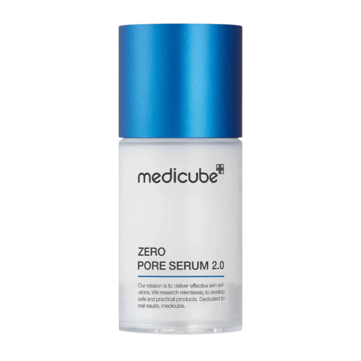 Medicube Zero Pore Serum 2.0 sur fond blanc, un sérum de soin de la peau coréen qui soigne les pores, hydrate la peau et offre un résultat plus uniforme.