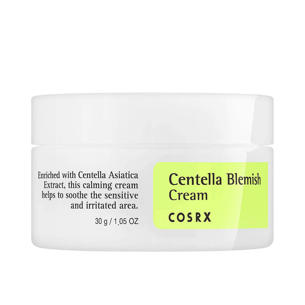COSRX Centella Blemish Cream 30ml, parfait pour la peau sujette à l'acné.