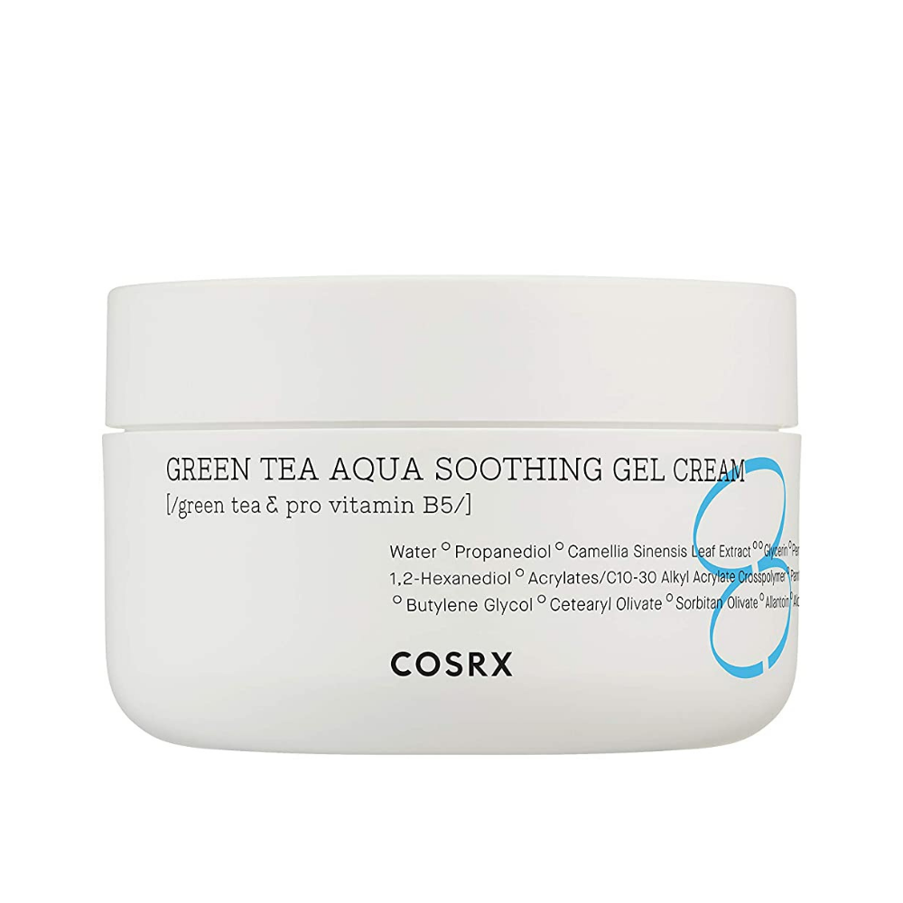 COSRX Green Tea Aqua Soothing Gel Cream 50ml qui hydrate et apaise la peau.